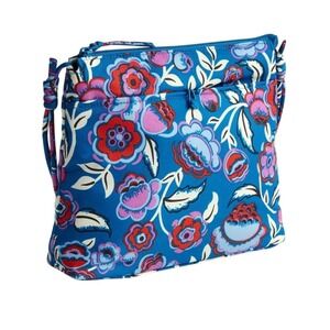 NWOT Vera Bradley Original Hipster Bubbly Flowers Blue Crossbody Bag Adjustable
